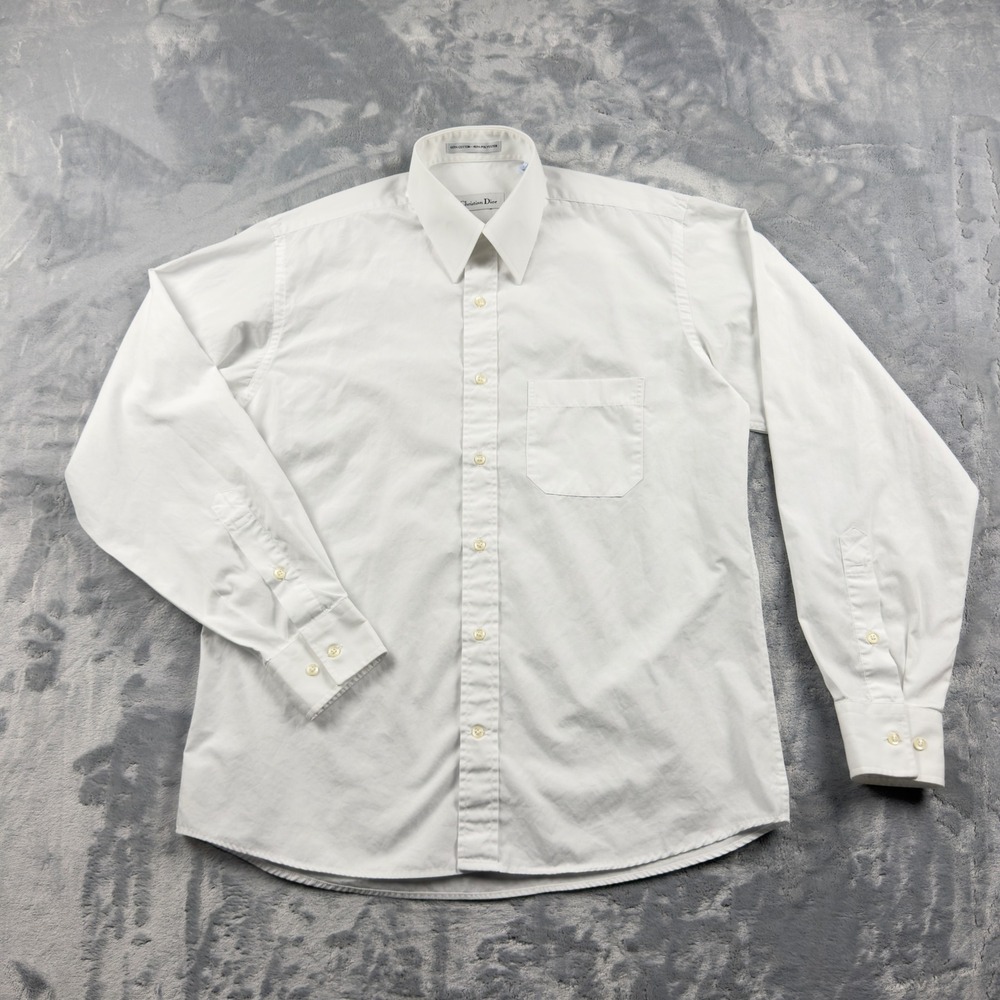 Christian Dior Monsieur White Button Down Dress Shirt Mens 15.5 34-35